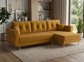 OFERTA Canapea extensibila reversibila in forma de L SILVIANO 230x140 cm, mustar II calitate.