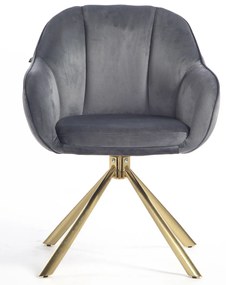 HR2055 BAZĂ STEA Scaun Grafit din Catifea cu Bază Aurie