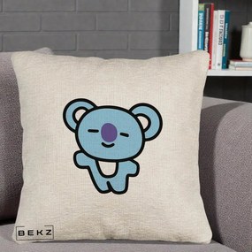 Perna Personalizata BT21 Koya Kawaii, 40x40 cm, Bej Canapea, Husa Detasabila, Perna Inclusa, BEKZ®