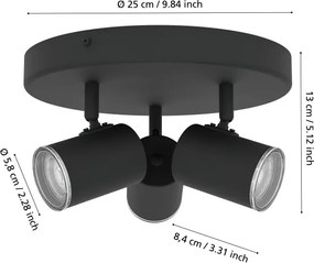 Eglo 901965 - Spot de baie CONSUMA 3xGU10/5W/230V IP44 negru
