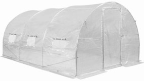 Seră de tip tunel cu cadru metalic 3x4,5m Garden Point alb cu usa Garden Point