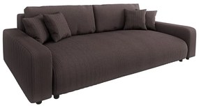 Canapea maro extensibilă, cu spațiu de depozitare, cu tapițerie din catifea reiată 234 cm Sara – Ropez