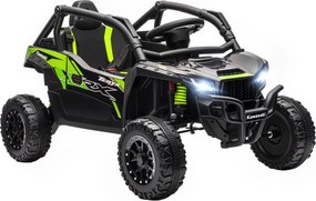 AIYAPLAY ATV Electric pentru Copii 3-5 Ani 12V cu Licență KAWASAKI, Dublu Motor, Telecomandă și Muzică, Negru | Aosom Romania