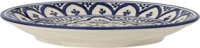 Farfurie din ceramică, albastru, model mediteranean pictat manual, 2 x 19 cm, „Karlie”