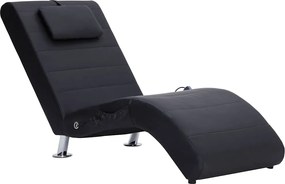 vidaXL Șezlong de masaj cu pernă, negru, piele artificială