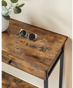 Consola Cu 2 Sertare, Vintage Maro Si Negru, 100 X 30 Cm