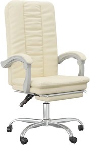 vidaXL Fotoliu de birou rabatabil, crem, piele ecologică