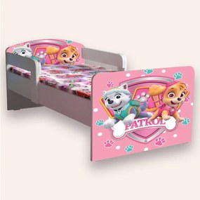 Patut copii de gradinita cu Paw Patrol pentru fete, paravane laterale Mic 2-6 ani 130x60 cm cu paravane laterale Saltea SafeNest CMG51894299165012