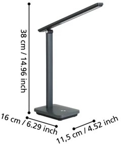 Lampă LED dimabilă reîncărcabilă Eglo 900957 INIESTA LED/3,6W/5V 1800mAh gri