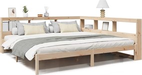 vidaXL Pat cu bibliotecă fără saltea, 180x200 cm, lemn masiv de pin