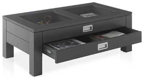 MASUTA CAFEA INGA, 110X60X38.5 CM, 2 SERTARE, CULOARE GRI, BLAT STICLA, CADRU MDF
