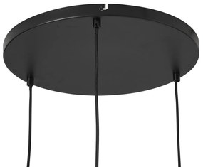 Lampă suspendată Japandi neagră cu abajur maro din material textil cu 3 lumini - Bida