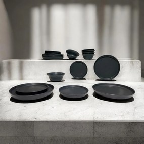 Set Farfurii Vulcano CARBON 18 piese (6 farfurii 25cm, 6 farfurii 20cm, 6 boluri 450ml)