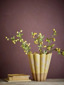 Vază din ceramică, galben, cu formă rotunjită și margine ondulată, finisaj mat, 29 x 25,5 cm, „Penn”