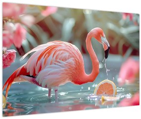 Tablou - Flamingo în iaz (90x60 cm)