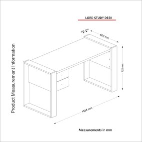 Birou Lord Alb 158.4x60x72.2 cm