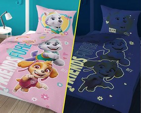 Lenjerie de pat luminoasa PAW PATROL Friends furever roz Dimensiune lenjerie de pat: 70 x 80 cm | 140 x 200 cm