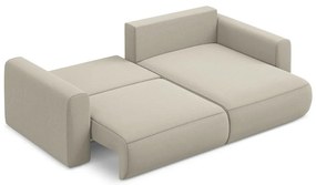 Colțar bej extensibil/cu spațiu de depozitare cu tapițerie din catifea (cu colț pe partea dreaptă/cu șezlong) Kapua – Makamii