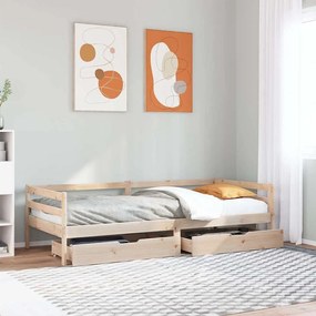 vidaXL Pat de zi cu sertare, 80x200 cm, lemn masiv pin