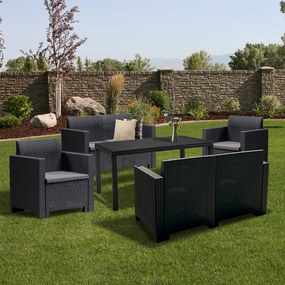 Set mobilier de grădină Nero IV Big cu 6 locuri, grafit