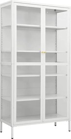 vidaXL Vitrină, alb, 90x40x180 cm, oțel și sticlă securizată