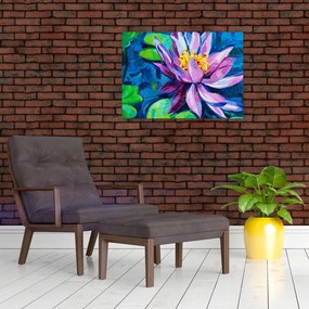 Tablou pe sticlă - Nufăr pe apă (70x50 cm)