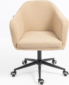 HR832K Scaun Catifea Reiată Premium culoare Bej Ghimbir cu Bază Neagră