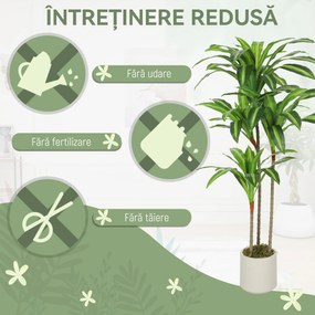 HOMCOM Arbore artificial Dracaena 120 cm cu ramuri flexibile - Verde | Aosom Romania