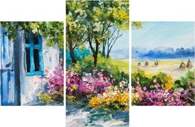 Tablou - Grădina din fața casei, pictură în ulei (90x60 cm)