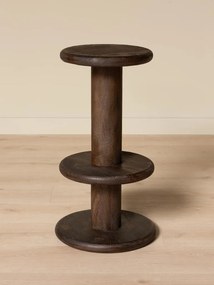 Scaun de bar din lemn de mango maro închis, cu etaje rotunde suprapuse, finisaj antichizat, 74,5×34,5 cm, „Rolia"