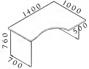 Masa ergonomica Visio 140 x 100 cm, dreapta, paltin