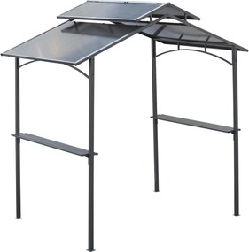 Outsunny Foisor de Gradina pentru Gratar din Otel Acoperis Dublu si Rafturi