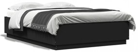 Cadru de pat, negru, 140x200 cm, lemn prelucrat