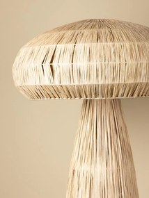 Lampă de masă din rafie natur, formă de ciupercă, cu structură din metal, finisaj natural, 87×52 cm, „Mushroom"