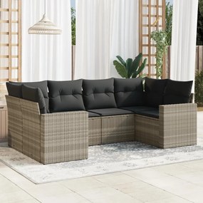 vidaXL Set canapele de grădină cu perne, 6 piese gri deschis poliratan