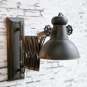 Aplica de perete extensibilă din metal, finisaj negru antichizat, L45–105 cm, Factory