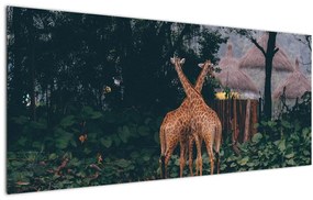 Tablou cu două girafe (120x50 cm), în 40 de alte dimensiuni noi