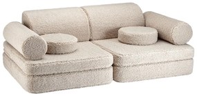 Canapea pentru copii maro deschis cu tapițerie din țesătură bouclé 132 cm Settee – Wigiwama