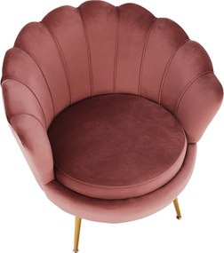 Fotoliu în stil Art-deco, catifea Velvet roz/crom auriu, NOBLIN
