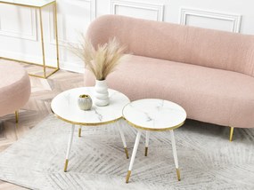 Set de 2 măsuțe de cafea Zoya Zest S (marmură albă + auriu). 1111891