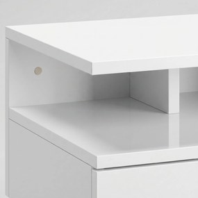 HOMCOM Set de 2 Noptiere Suspendate cu Raft Superior, Design Modern, Lemn, Alb Lucios, 35x32x22.5cm | Aosom Romania