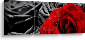 Tablou - Flori de trandafir (cu ceas) (90x30 cm)