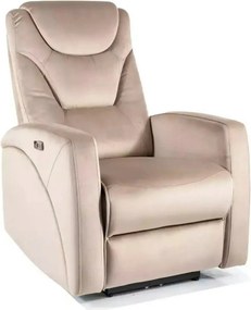 Fotoliu recliner KRONOS, stofa catifelata bej- Bluvel 40, 79x94/160x10