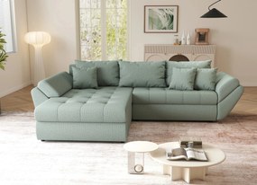 Colțar extensibil dumonde cu ladă de depozitare si sezut confortabil din spuma high-density, Loana Enjoy Mint 270x185 cm
