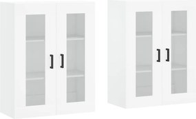 vidaXL Dulapuri montate pe perete, 2 buc, alb, lemn prelucrat