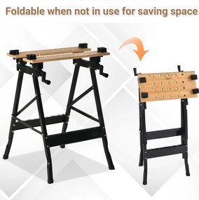 HOMCOM Banchet de Lucru Pliabil 4 Menghine, Riglă și Goniometru Capacitate 150 kg | Aosom Romania