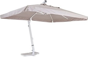 Umbrela de gradina cu picior din fier alb si copertina textil gri Rialto 300 cm x 400 cm x 320 h