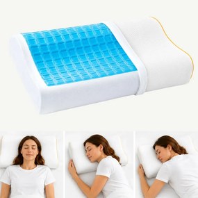 Perna ortopedica cervicala CERVI-SAN Gel, memory foam cu strat de gel, husa detasabila