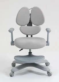 RIKKY Scaun ergonomic pentru copii, spatar si suport lombar reglabile, huse detasabile, suport picioare reglabil, rotativ, Gri