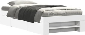 vidaXL Cadru de pat, alb, 90x190 cm, lemn prelucrat